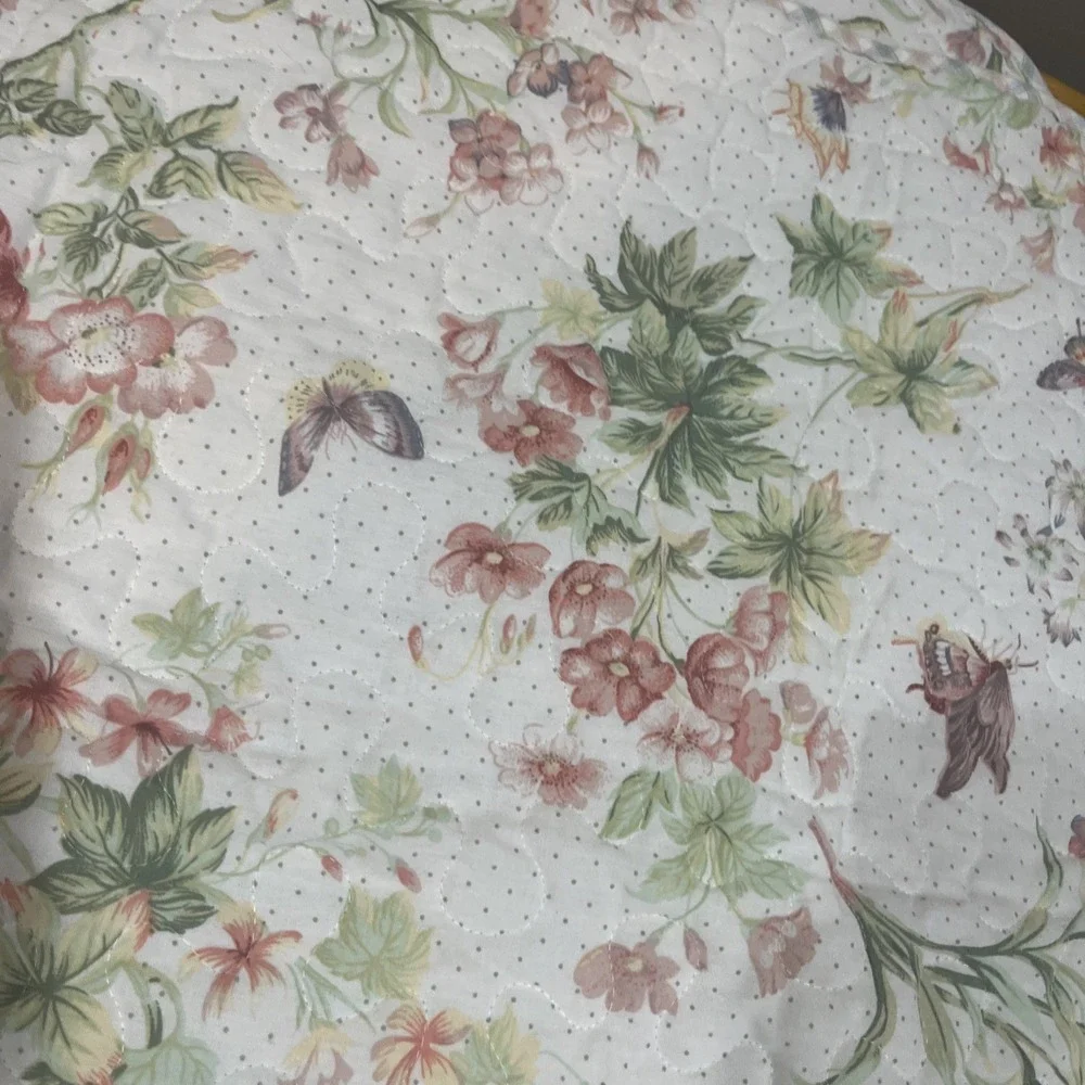 Vtg JC Penny Floral Valances Wildflower Butterfly‎ (2) Standard Shams Cottage